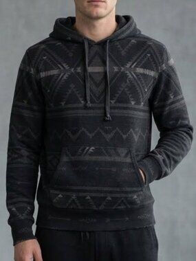 Polo Ralph Lauren Aztec Geometric Hoodie Southwestern Black Grey Pullover Mens M